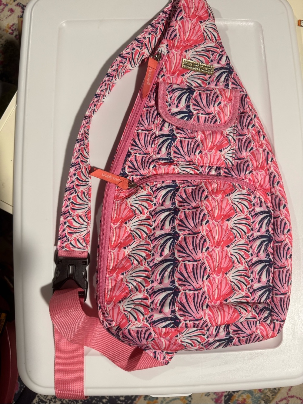 Pink Patterned Simply Southern Crossbody Sling Bag - Women